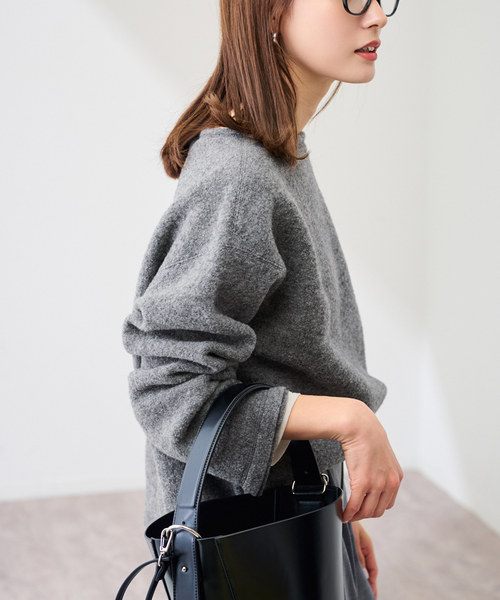 FRAMeWORK（フレームワーク）の「WOOLブークレジャージー（Tシャツ/カットソー・レディース・アイボリー/グレー・FREE）」の10枚目の写真