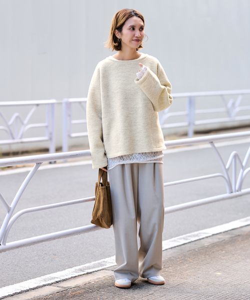 FRAMeWORK（フレームワーク）の「WOOLブークレジャージー（Tシャツ/カットソー・レディース・アイボリー/グレー・FREE）」の14枚目の写真