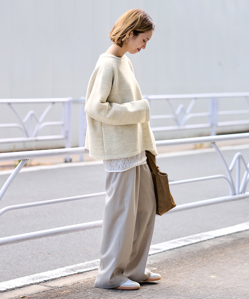 FRAMeWORK（フレームワーク）の「WOOLブークレジャージー（Tシャツ/カットソー・レディース・アイボリー/グレー・FREE）」の16枚目の写真