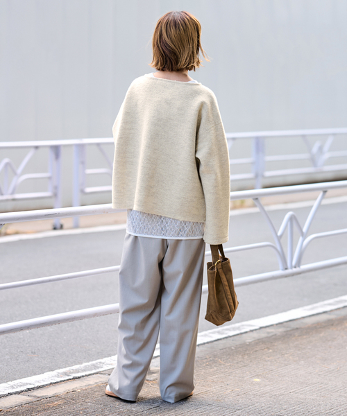 FRAMeWORK（フレームワーク）の「WOOLブークレジャージー（Tシャツ/カットソー・レディース・アイボリー/グレー・FREE）」の17枚目の写真