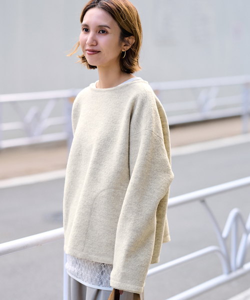 FRAMeWORK（フレームワーク）の「WOOLブークレジャージー（Tシャツ/カットソー・レディース・アイボリー/グレー・FREE）」の20枚目の写真