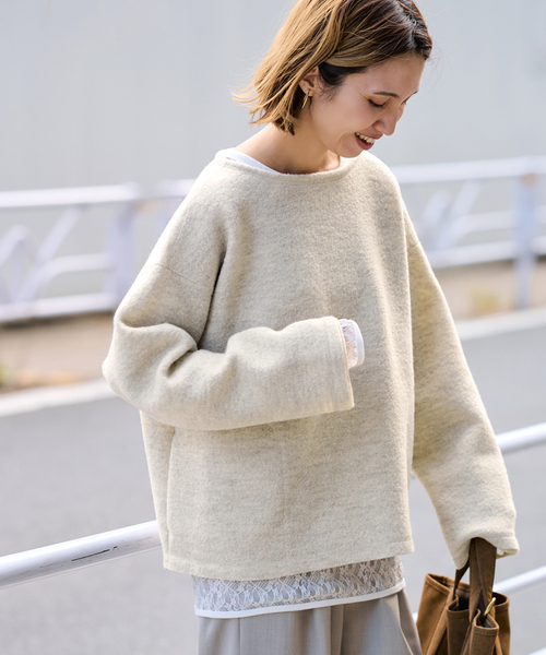 FRAMeWORK（フレームワーク）の「WOOLブークレジャージー（Tシャツ/カットソー・レディース・アイボリー/グレー・FREE）」の21枚目の写真