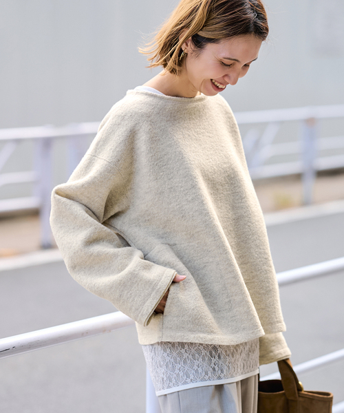 FRAMeWORK（フレームワーク）の「WOOLブークレジャージー（Tシャツ/カットソー・レディース・アイボリー/グレー・FREE）」の22枚目の写真