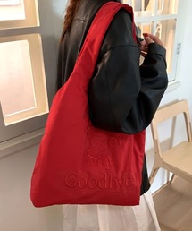 ロゴ刺繍トートバッグ / レッド ネイビー ブラウン トート A4 通勤 通学 サブバッグ 韓国 刺繍 ロゴ 軽量 肩掛け