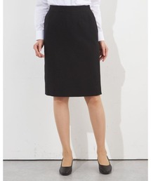 SUIT SELECT | 【セットアップ対応】【おうちで洗える】【通年】タイトスカート/ブラック/ウエストシャーリング仕様/4S SUSTAINABILITY&ECOLOGY FABRIC(スーツスカート)