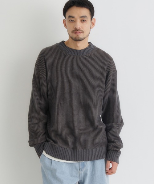 BACK NUMBER（バックナンバー）の「BACK NUMBER(バックナンバー)【メンズ】畔編みクルーネックセーター（ニット/セーター・メンズ・ホワイト/ブラック/オリーブ・S/M/L/XL）」の3枚目の写真