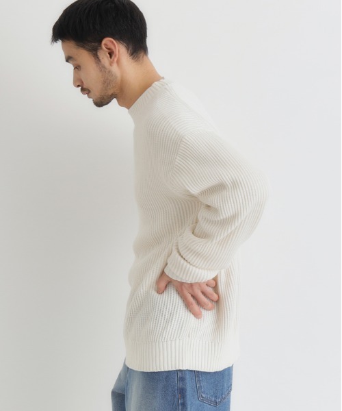 BACK NUMBER（バックナンバー）の「BACK NUMBER(バックナンバー)【メンズ】畔編みクルーネックセーター（ニット/セーター・メンズ・ホワイト/ブラック/オリーブ・S/M/L/XL）」の14枚目の写真