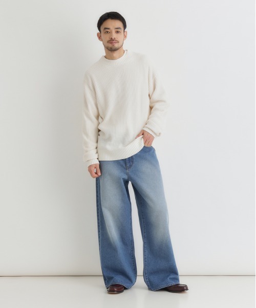 BACK NUMBER（バックナンバー）の「BACK NUMBER(バックナンバー)【メンズ】畔編みクルーネックセーター（ニット/セーター・メンズ・ホワイト/ブラック/オリーブ・S/M/L/XL）」の16枚目の写真