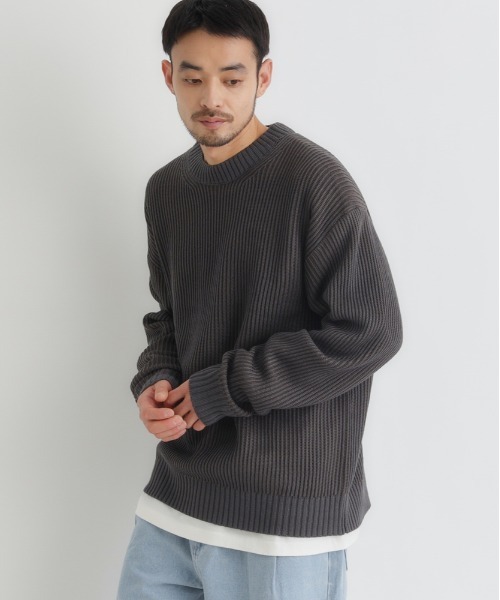 BACK NUMBER（バックナンバー）の「BACK NUMBER(バックナンバー)【メンズ】畔編みクルーネックセーター（ニット/セーター・メンズ・ホワイト/ブラック/オリーブ・S/M/L/XL）」の17枚目の写真