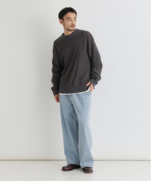 BACK NUMBER（バックナンバー）の「BACK NUMBER(バックナンバー)【メンズ】畔編みクルーネックセーター（ニット/セーター・メンズ・ホワイト/ブラック/オリーブ・S/M/L/XL）」の20枚目の写真