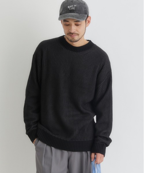 BACK NUMBER（バックナンバー）の「BACK NUMBER(バックナンバー)【メンズ】畔編みクルーネックセーター（ニット/セーター・メンズ・ホワイト/ブラック/オリーブ・S/M/L/XL）」の21枚目の写真