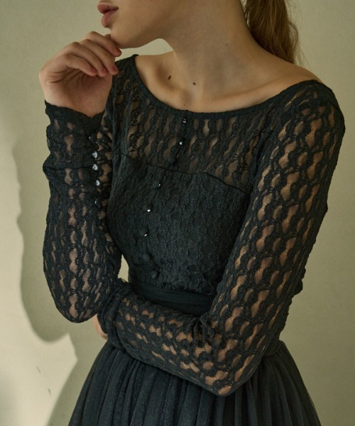 ワンピース eradie Ethereal Lace & Tulle One-piece Ethereal Lace & Tulle One-piece -Black- – ERADIE