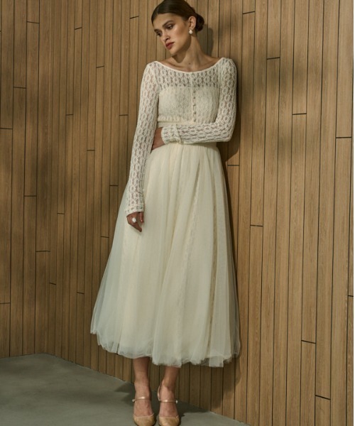 ERADIE（エラディエ）の「Ethereal Lace & Tulle One-piece  レース＆チュールワンピース（ワンピース・レディース・ブラック/アイボリー・FREE）」の15枚目の写真