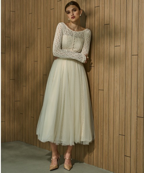 ERADIE（エラディエ）の「Ethereal Lace & Tulle One-piece  レース＆チュールワンピース（ワンピース・レディース・ブラック/アイボリー・FREE）」の20枚目の写真