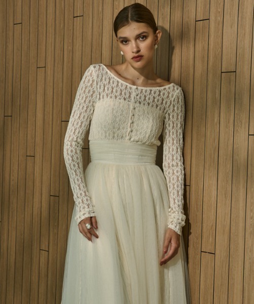 ERADIE（エラディエ）の「Ethereal Lace & Tulle One-piece  レース＆チュールワンピース（ワンピース・レディース・ブラック/アイボリー・FREE）」の10枚目の写真