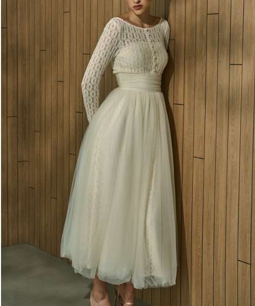 ERADIE（エラディエ）の「Ethereal Lace & Tulle One-piece  レース＆チュールワンピース（ワンピース・レディース・ブラック/アイボリー・FREE）」の16枚目の写真