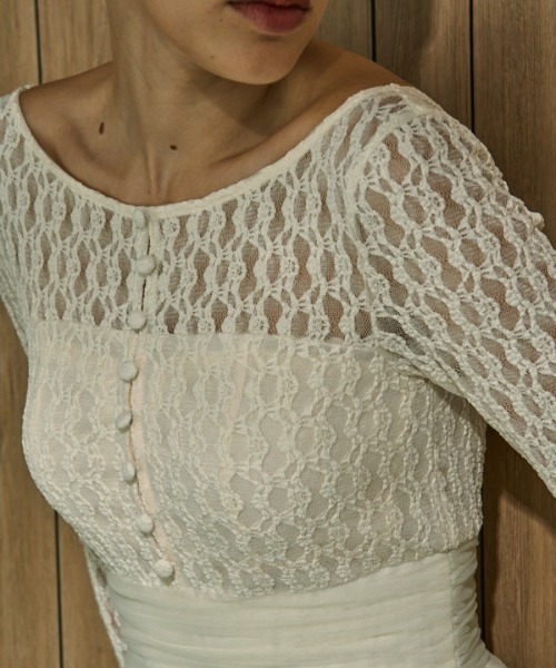 ERADIE（エラディエ）の「Ethereal Lace & Tulle One-piece  レース＆チュールワンピース（ワンピース・レディース・ブラック/アイボリー・FREE）」の12枚目の写真