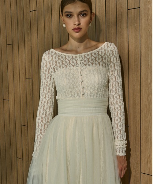 ERADIE（エラディエ）の「Ethereal Lace & Tulle One-piece  レース＆チュールワンピース（ワンピース・レディース・ブラック/アイボリー・FREE）」の18枚目の写真