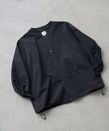 coen | ストレッチテックナイロンノーカラージャケット【ストレッチ、はっ水、耐摩耗性、UVカット】(その他アウター)