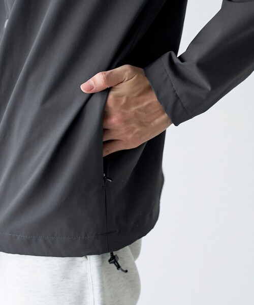 coen（コーエン）の「ストレッチテックナイロンノーカラージャケット【ストレッチ、はっ水、耐摩耗性、UVカット】（その他アウター・メンズ・ブラック/ダークグレー・S/M/L/XL）」の8枚目の写真