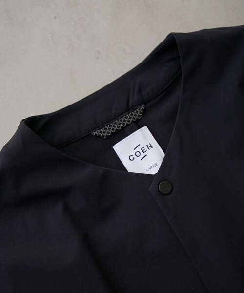 coen（コーエン）の「ストレッチテックナイロンノーカラージャケット【ストレッチ、はっ水、耐摩耗性、UVカット】（その他アウター・メンズ・ブラック/ダークグレー・S/M/L/XL）」の14枚目の写真