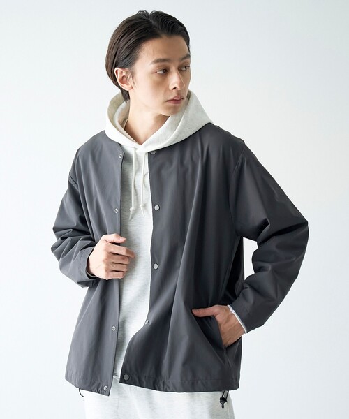 coen（コーエン）の「ストレッチテックナイロンノーカラージャケット【ストレッチ、はっ水、耐摩耗性、UVカット】（その他アウター・メンズ・ブラック/ダークグレー・S/M/L/XL）」の21枚目の写真
