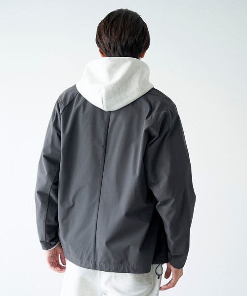 coen（コーエン）の「ストレッチテックナイロンノーカラージャケット【ストレッチ、はっ水、耐摩耗性、UVカット】（その他アウター・メンズ・ブラック/ダークグレー・S/M/L/XL）」の22枚目の写真