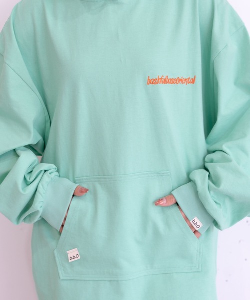 bashful base Oriental(バッシュフルベースオリエンタル)の「【bbO】ロゴビッグシルエットカットフーディー/パーカー(Tシャツ/カットソー・メンズ・ライトグレー/ライトグリーン/ブラック・MEDIUM/LARGE)」の8枚目の写真