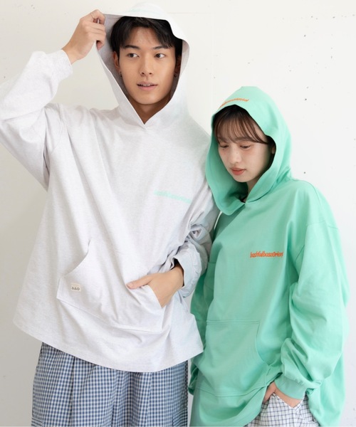 bashful base Oriental(バッシュフルベースオリエンタル)の「【bbO】ロゴビッグシルエットカットフーディー/パーカー(Tシャツ/カットソー・メンズ・ライトグレー/ライトグリーン/ブラック・MEDIUM/LARGE)」の13枚目の写真