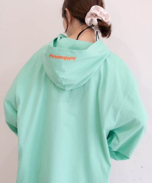 bashful base Oriental(バッシュフルベースオリエンタル)の「【bbO】ロゴビッグシルエットカットフーディー/パーカー(Tシャツ/カットソー・メンズ・ライトグレー/ライトグリーン/ブラック・MEDIUM/LARGE)」の4枚目の写真