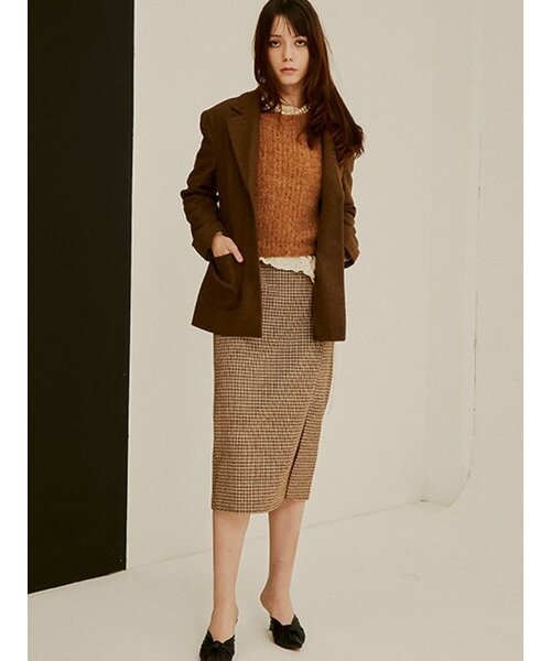 Sorry,Too Much Love（ソーリートゥーマッチラブ）の「Rael Midi Tweed H Line Skirt_Brown（スカート・レディース・その他・S/M）」の2枚目の写真