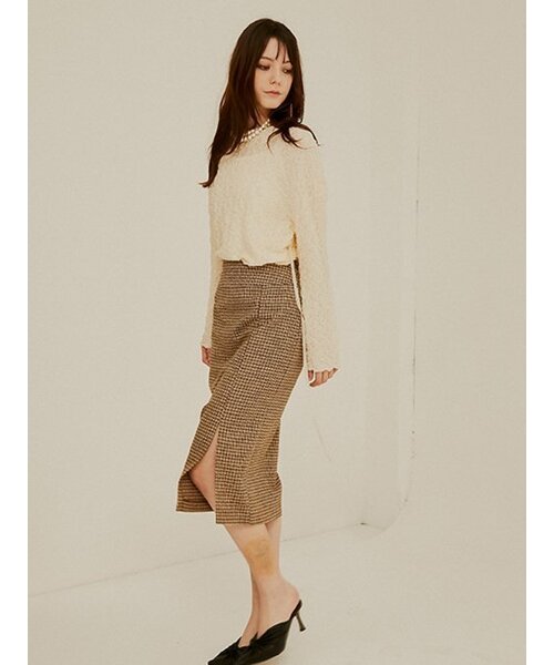 Sorry,Too Much Love（ソーリートゥーマッチラブ）の「Rael Midi Tweed H Line Skirt_Brown（スカート・レディース・その他・S/M）」の3枚目の写真