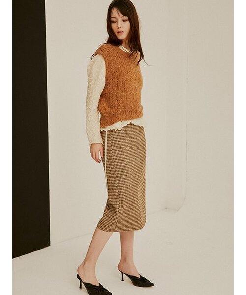 Sorry,Too Much Love（ソーリートゥーマッチラブ）の「Rael Midi Tweed H Line Skirt_Brown（スカート・レディース・その他・S/M）」の4枚目の写真