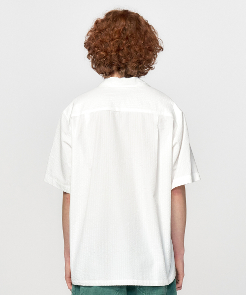 HONGWOOSUNG(ホンウソン)の「Pinstripe Seersucker Shirt_White(シャツ/ブラウス・メンズ・その他・M/S/L)」の2枚目の写真