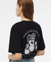 フロントバッグプリンテッドボックスT(ブラック)
