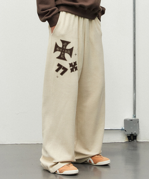 GAKKAI UNIONS(ガッカイユニオンズ)の「カシアワッフルワイドパンツベージュ(スウェットパンツ・メンズ・その他・M/L/S)」の1枚目の写真