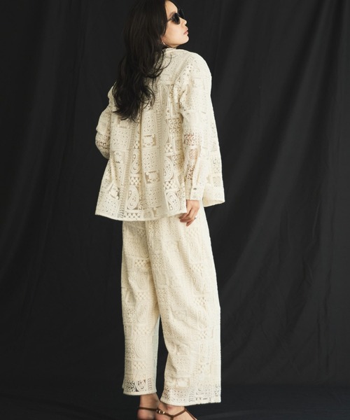 Doux archives（ドゥアルシーヴ）の「パッチワークレース開襟シャツ（シャツ/ブラウス・レディース・オフホワイト/ブラック・FREE）」の11枚目の写真