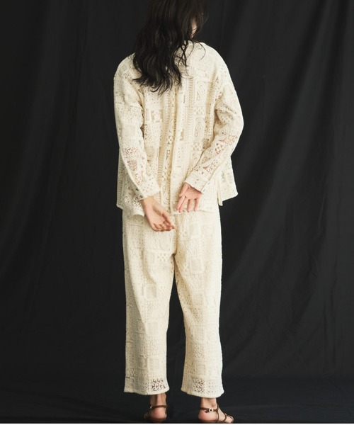 Doux archives（ドゥアルシーヴ）の「パッチワークレース開襟シャツ（シャツ/ブラウス・レディース・オフホワイト/ブラック・FREE）」の12枚目の写真