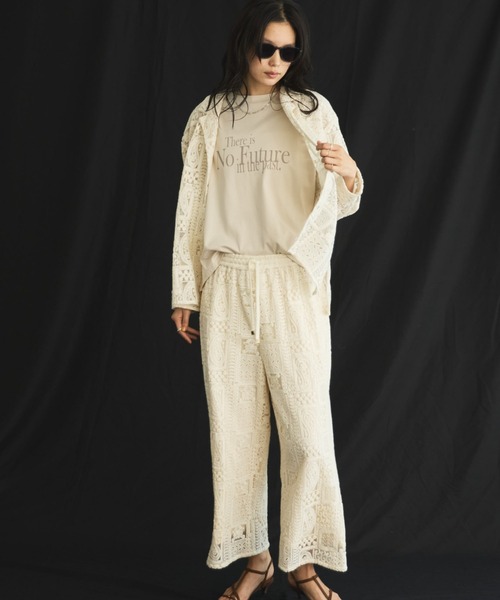 Doux archives（ドゥアルシーヴ）の「パッチワークレース開襟シャツ（シャツ/ブラウス・レディース・オフホワイト/ブラック・FREE）」の14枚目の写真