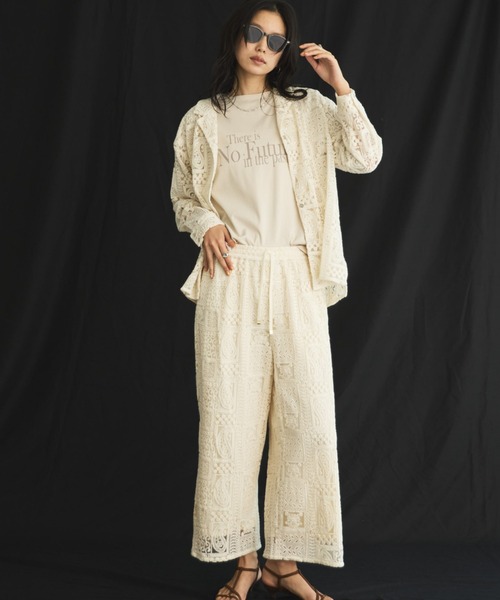 Doux archives（ドゥアルシーヴ）の「パッチワークレース開襟シャツ（シャツ/ブラウス・レディース・オフホワイト/ブラック・FREE）」の15枚目の写真