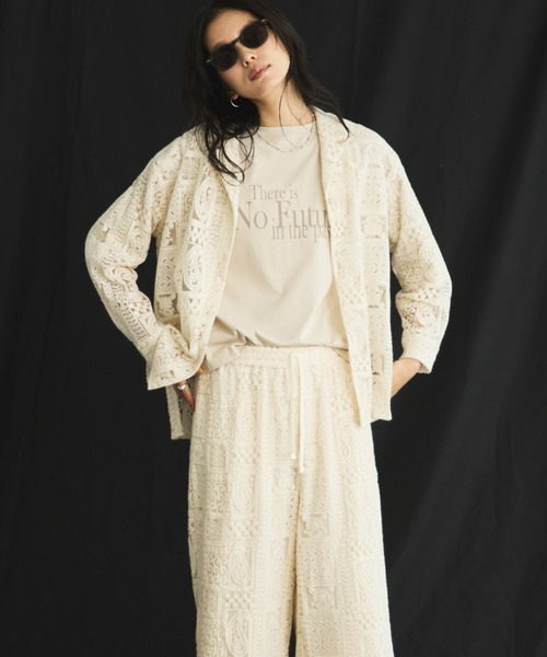 Doux archives（ドゥアルシーヴ）の「パッチワークレース開襟シャツ（シャツ/ブラウス・レディース・オフホワイト/ブラック・FREE）」の17枚目の写真