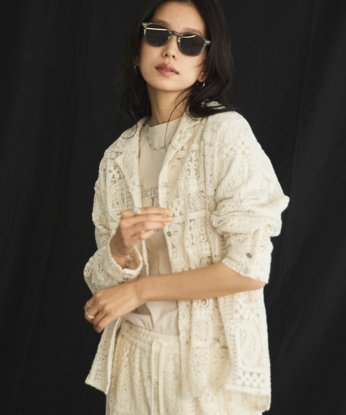 Doux archives（ドゥアルシーヴ）の「パッチワークレース開襟シャツ（シャツ/ブラウス・レディース・オフホワイト/ブラック・FREE）」の19枚目の写真