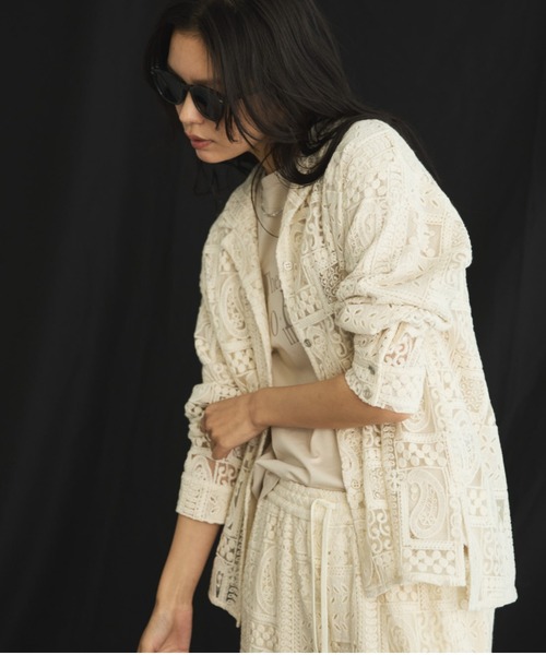 Doux archives（ドゥアルシーヴ）の「パッチワークレース開襟シャツ（シャツ/ブラウス・レディース・オフホワイト/ブラック・FREE）」の20枚目の写真