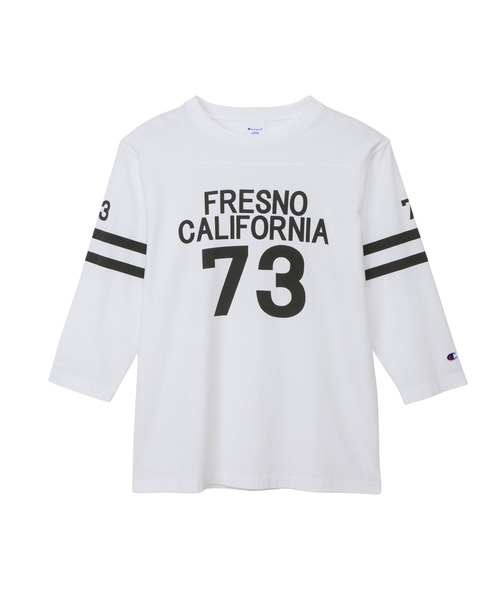 Champion（チャンピオン）の「【Champion/チャンピオン】メンズ ベーシック 3/4 スリーブフットボールTシャツ（Tシャツ/カットソー・メンズ・グレー/ホワイト×パープル/ダークブルー/モカ/ブラック系その他/ホワイト×ブラック・MEDIUM/SMALL/LARGE/X-LARGE）」の2枚目の写真