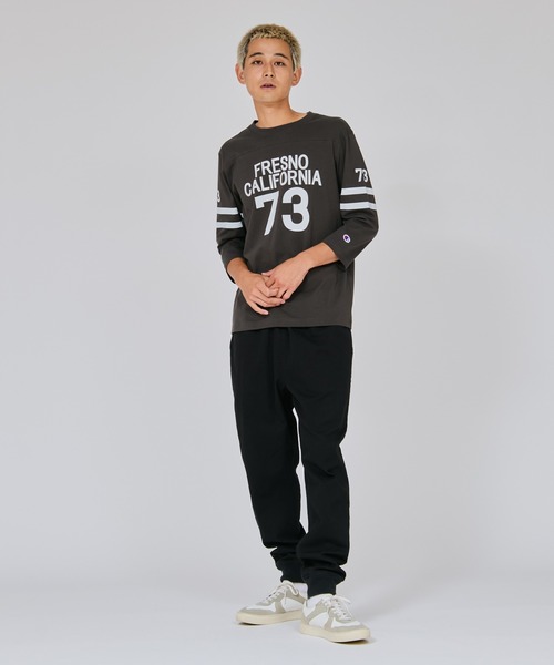 Champion（チャンピオン）の「【Champion/チャンピオン】メンズ ベーシック 3/4 スリーブフットボールTシャツ（Tシャツ/カットソー・メンズ・グレー/ホワイト×パープル/ダークブルー/モカ/ブラック系その他/ホワイト×ブラック・MEDIUM/SMALL/LARGE/X-LARGE）」の13枚目の写真