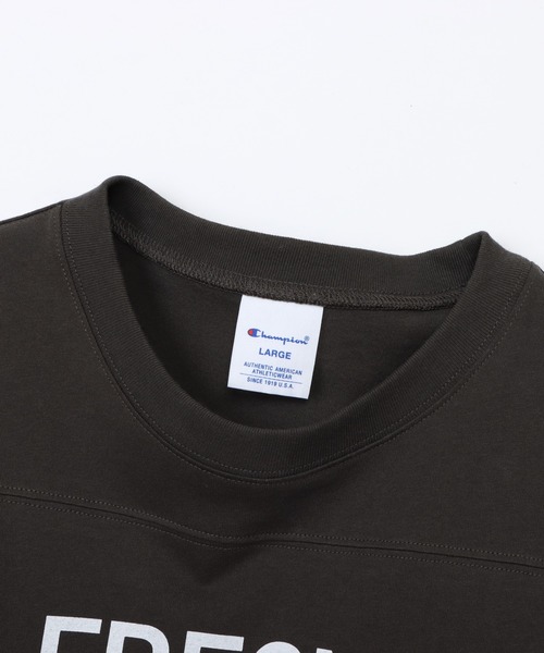 Champion（チャンピオン）の「【Champion/チャンピオン】メンズ ベーシック 3/4 スリーブフットボールTシャツ（Tシャツ/カットソー・メンズ・グレー/ホワイト×パープル/ダークブルー/モカ/ブラック系その他/ホワイト×ブラック・MEDIUM/SMALL/LARGE/X-LARGE）」の19枚目の写真