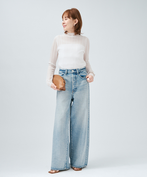 VERMEIL par iena（ヴェルメイユパーイエナ）の「レースニット ハイネックロングスリーブプルオーバー（ニット/セーター・レディース・ホワイト/ブラウン・FREE）」の5枚目の写真