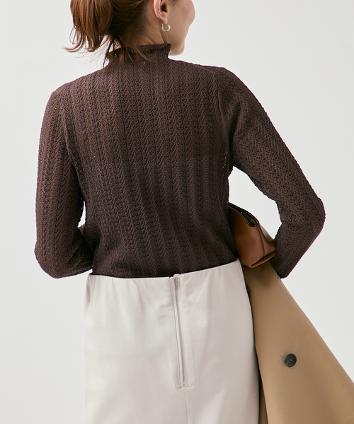 VERMEIL par iena（ヴェルメイユパーイエナ）の「レースニット ハイネックロングスリーブプルオーバー（ニット/セーター・レディース・ホワイト/ブラウン・FREE）」の12枚目の写真