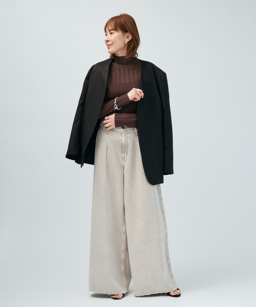 VERMEIL par iena（ヴェルメイユパーイエナ）の「レースニット ハイネックロングスリーブプルオーバー（ニット/セーター・レディース・ホワイト/ブラウン・FREE）」の16枚目の写真