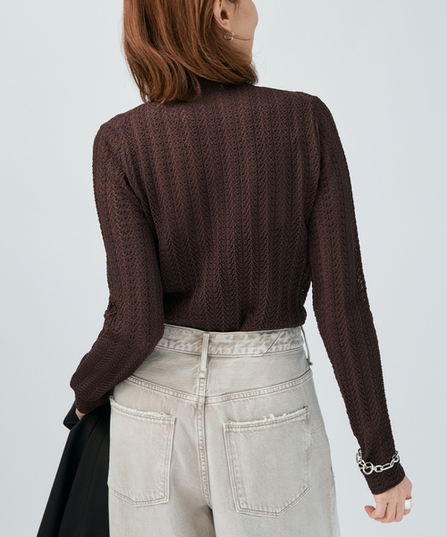 VERMEIL par iena（ヴェルメイユパーイエナ）の「レースニット ハイネックロングスリーブプルオーバー（ニット/セーター・レディース・ホワイト/ブラウン・FREE）」の18枚目の写真